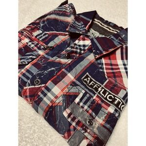 Affliction Black Premium Button Up Embroidered Patches XL  Y2K Vintage